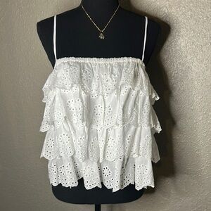 NWT HEATHERLY White Ruffled Tiered Camisole
